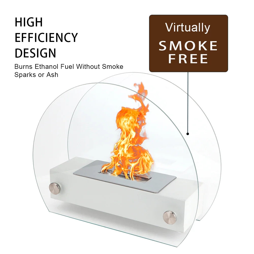 13.5" L Portable Tabletop Fireplace (White)