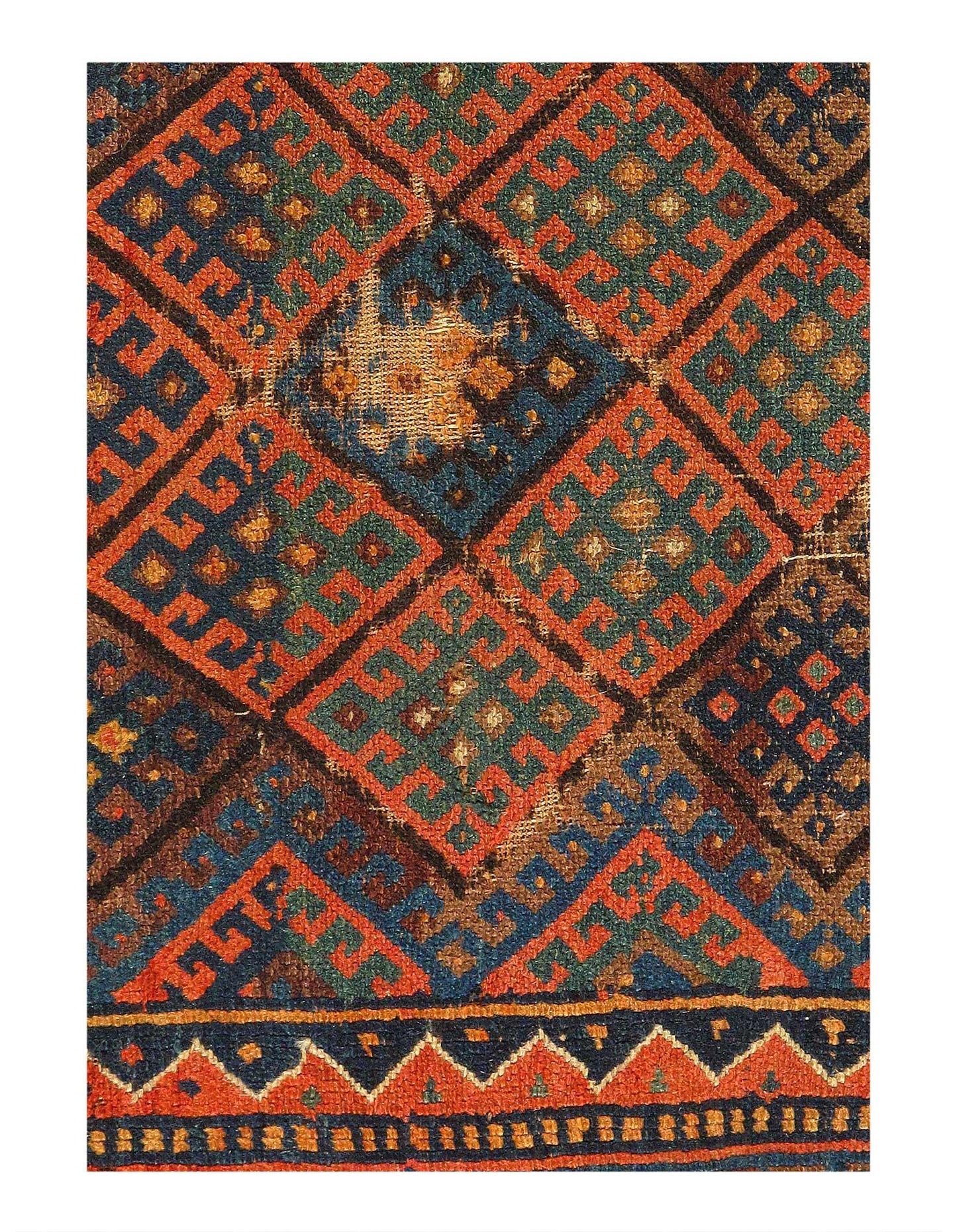 Canvello Antique Hand knotted Kazak rug - 2'X 2'9''
