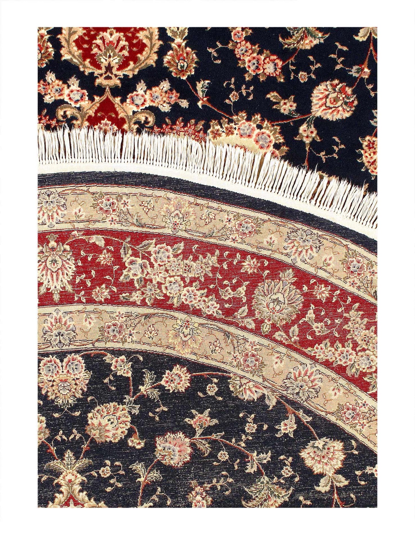 Canvello Navy Silk & Wool Sino Tabriz Round - 10' X 10'