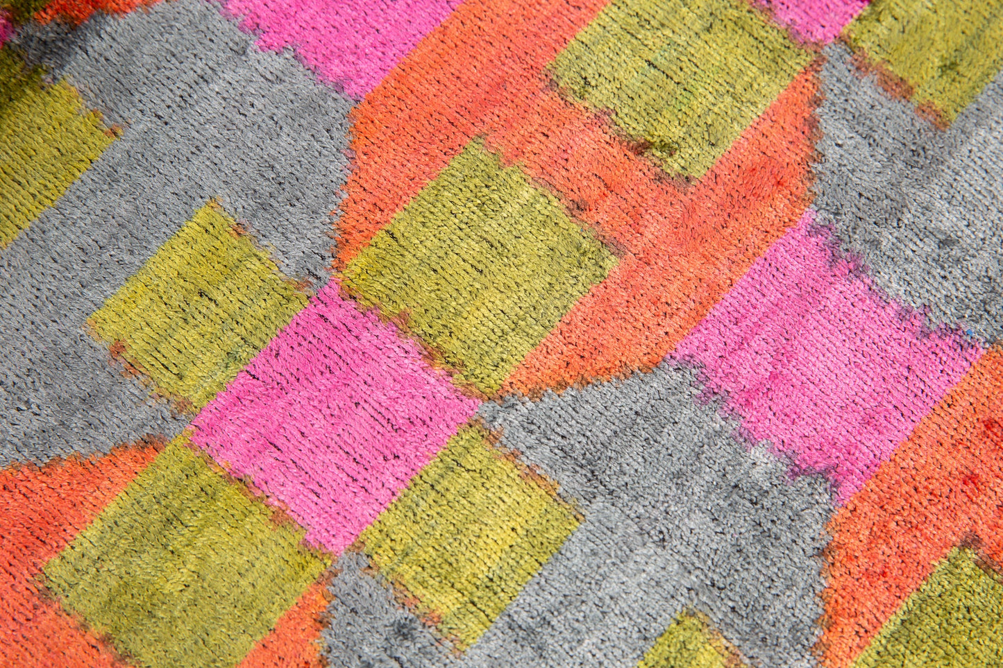 Handmade Geometric Silk Velvet Throw Pillow - 16x24 with Premium Down Feather Insert, Hidden Zipper - Vibrant Modern Design for Sofa, Couch, Bed Decor