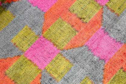 Handmade Geometric Silk Velvet Throw Pillow - 16x24 with Premium Down Feather Insert, Hidden Zipper - Vibrant Modern Design for Sofa, Couch, Bed Decor