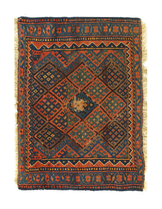 Canvello Antique Hand knotted Kazak rug - 2'X 2'9''