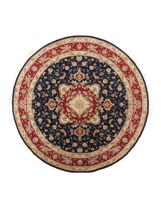 Canvello Navy Silk & Wool Sino Tabriz Round - 10' X 10'