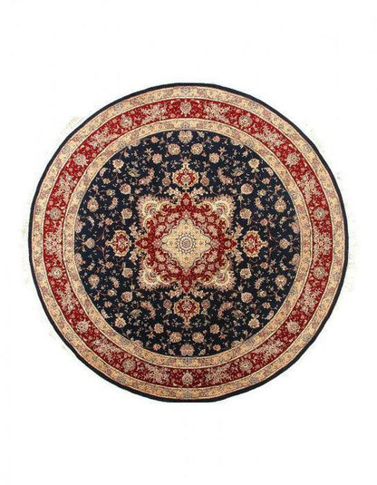 Canvello Navy Silk & Wool Sino Tabriz Round - 10' X 10'
