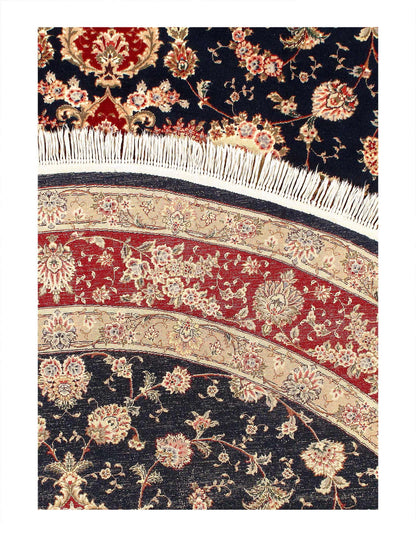 Canvello Navy Silk & Wool Sino Tabriz Round - 10' X 10'