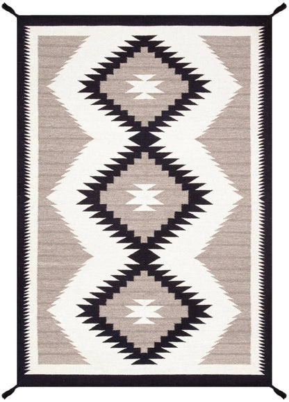 Canvello Tuscany Reversible Wool Ivory Area Rug- 4' X 5'11''