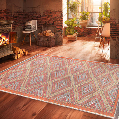 Canvello Vintage Kilim Multi Lamb's Wool Area Rug- 6'3" X 11'3"