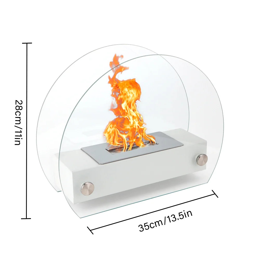 13.5" L Portable Tabletop Fireplace (White)