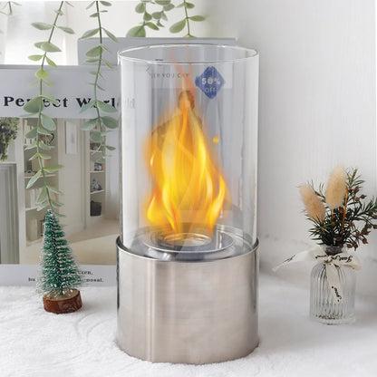 JHY DESIGN Portable Tabletop Firepit Cylindrical With Glass