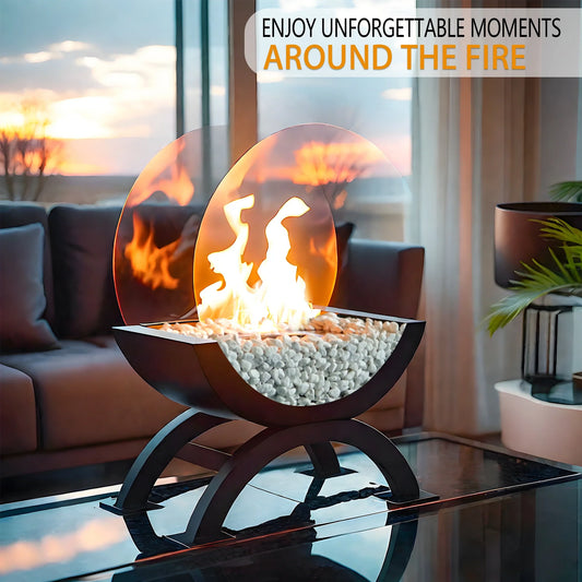 48cm H Portable Round Tabletop Fireplace